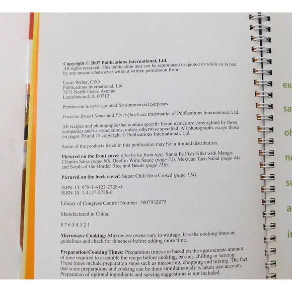 Favorite Brand Name Fix It Quick with a Mix Cookbook 2007 Hardcover Spiral - Picture 3 of 8